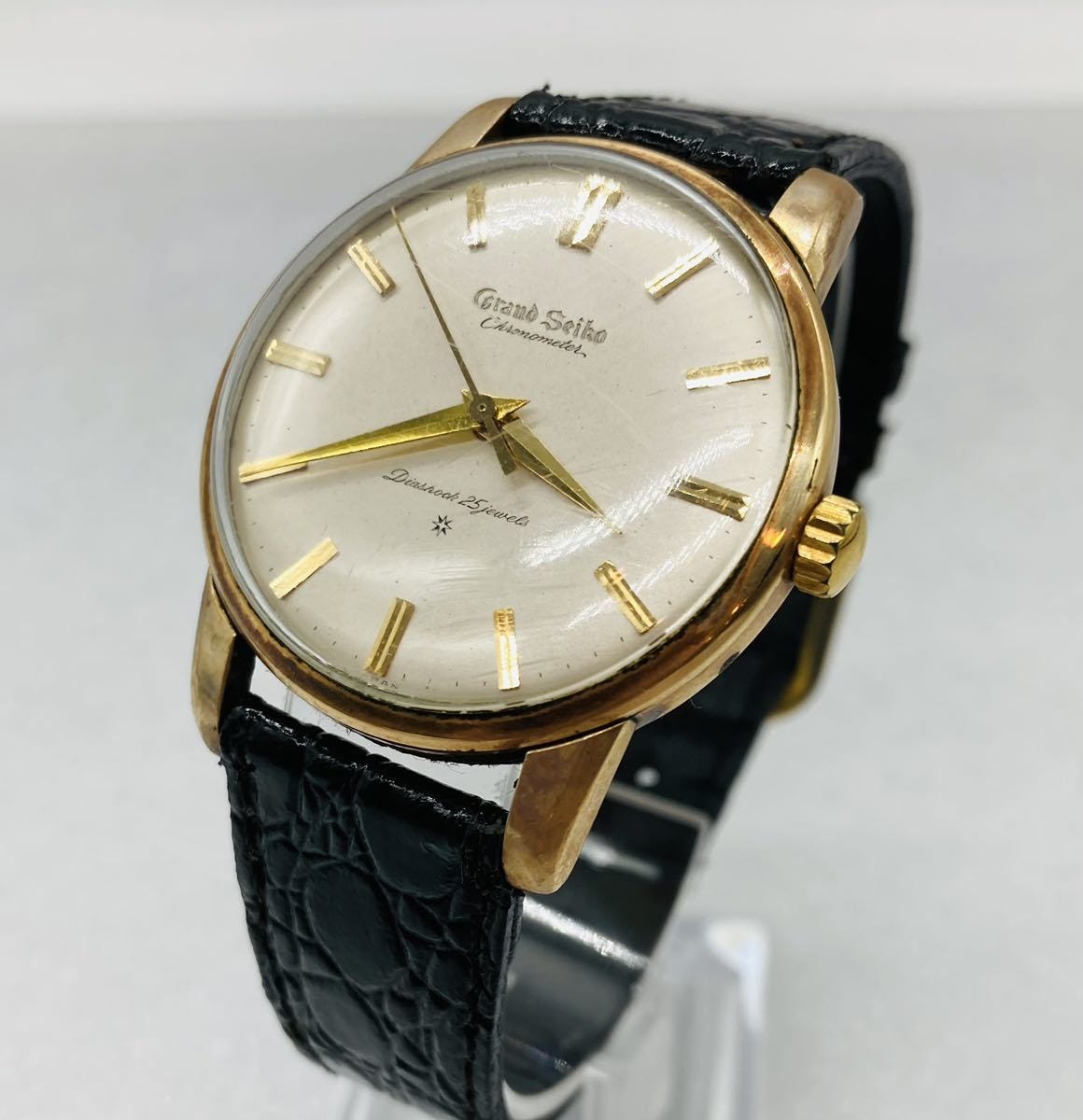 9d2 必見! Grand Seiko グランドセイコー ファースト クロノメーター Cal.3180 J14070 GS 14K GOLD FILLED 手巻き メンズ腕時計 ジャンク品