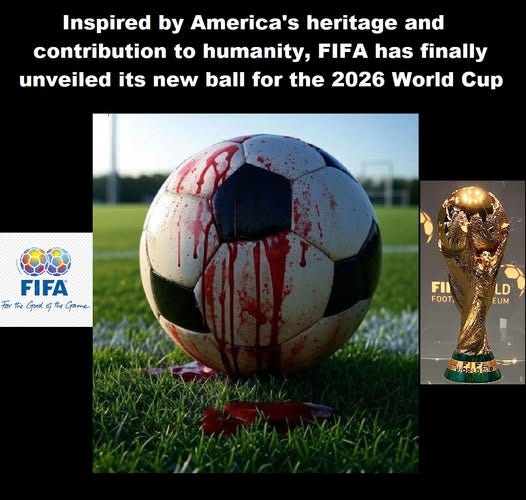 Puede ser una imagen de fútbol, fútbol y texto que dice "Inspired by America's heritage and contribution to humanity, FIFA has finally unveiled its new ball for the 2026 World Cup FIFA For 石tGomameGome 市 法 บวุตต์ the ၆န၁၉ FII FOOT LD EUM 談"