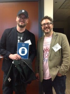 Robbie and conference organizer Paul Booth Robbie and conference organizer Paul Booth