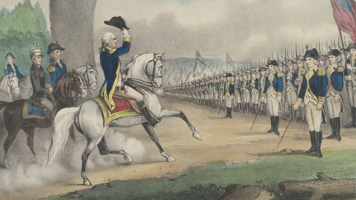 Washington Taking Command of the American Army, by Currier & Ives, 1775. The Metropolitan Museum of Art. Washington Taking Command of the American Army, by Currier & Ives, 1775. The Metropolitan Museum of Art.