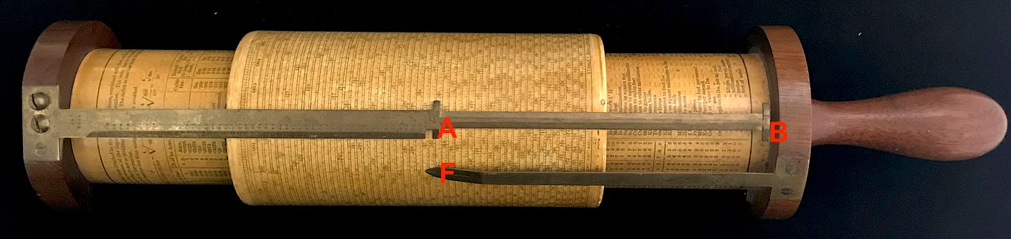 Locations of indicators A, B, and F.