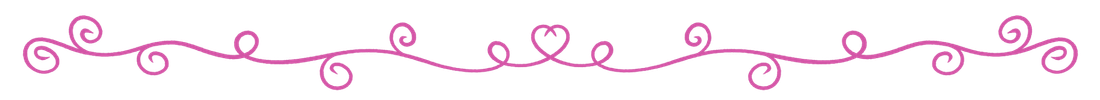 A pictorial section divider, consisting of a central pink heart and a line of flourishes, all pink 