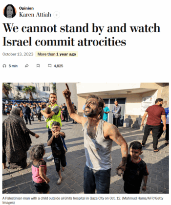 Washington Post: We cannot stand by and watch Israel commit atrocities