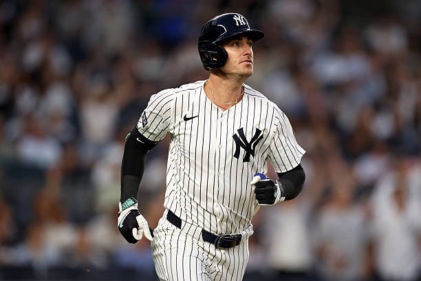 Cody Bellinger of the New York Yankees connects for his third inning three run home run against the Tampa Bay Rays at Yankee Stadium on July 29, 2025...