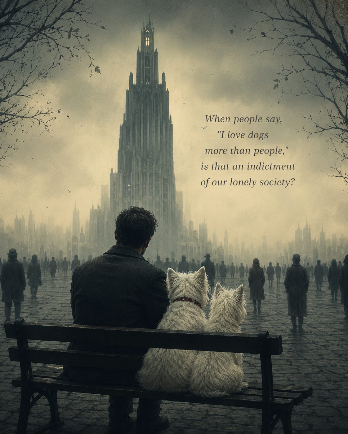 Lonely cityscape with contemplative figure Lonely cityscape with contemplative figure