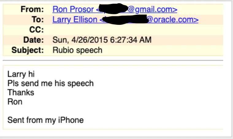 Gehackte Mails enthüllen: Larry Ellison prüfte Marco Rubio auf Loyalität zu Israel