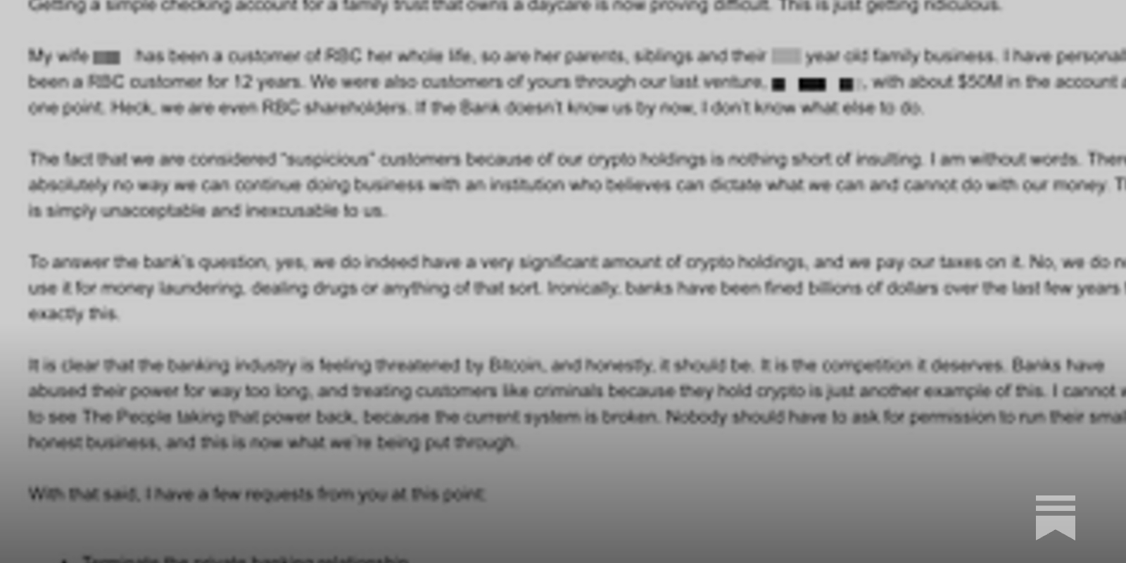 An Epic Email To The CEO of RBC Bank - by Anthony Pompliano