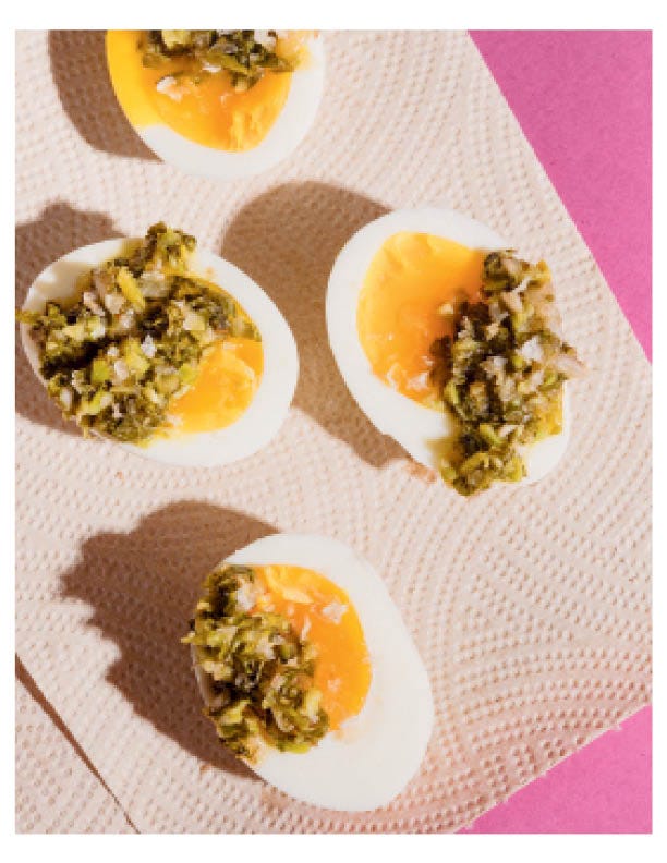Jammy Eggs Dressed in Green