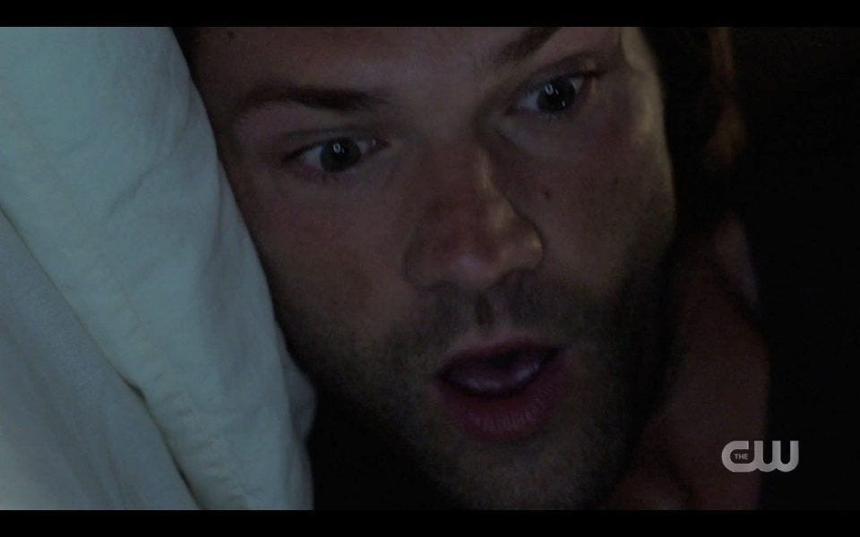 Sam Winchester wakes up from bad dream SPN 1504 Sam Winchester wakes up from bad dream SPN 1504