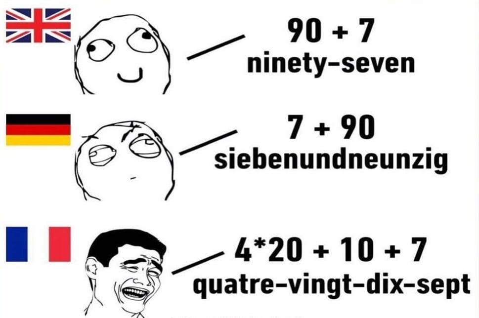 How different languages say 97 : r/memes
