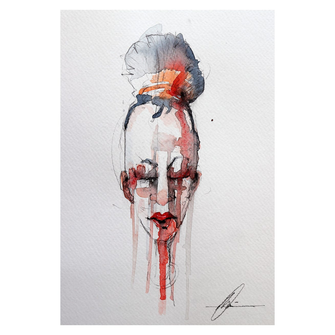 Sad woman with eyes closed - by Moh'd Bilbeisi Copyright ©2024