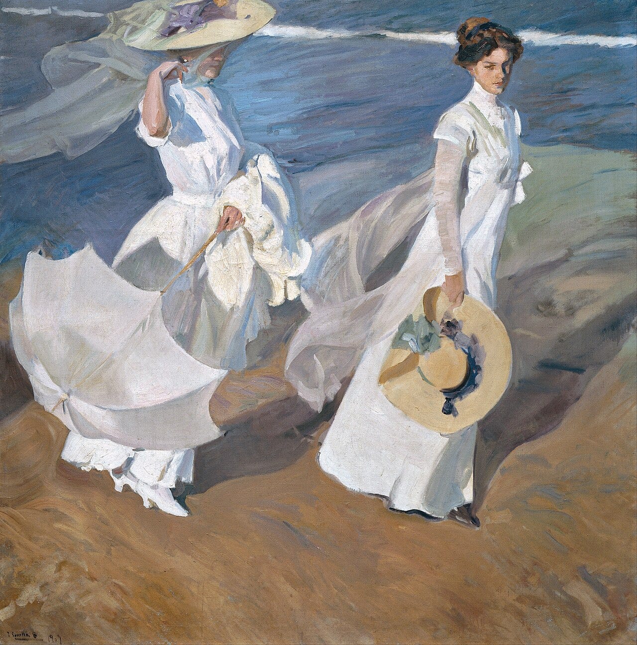 Clotilde and Maria walking the beach Clotilde and Maria walking the beach
