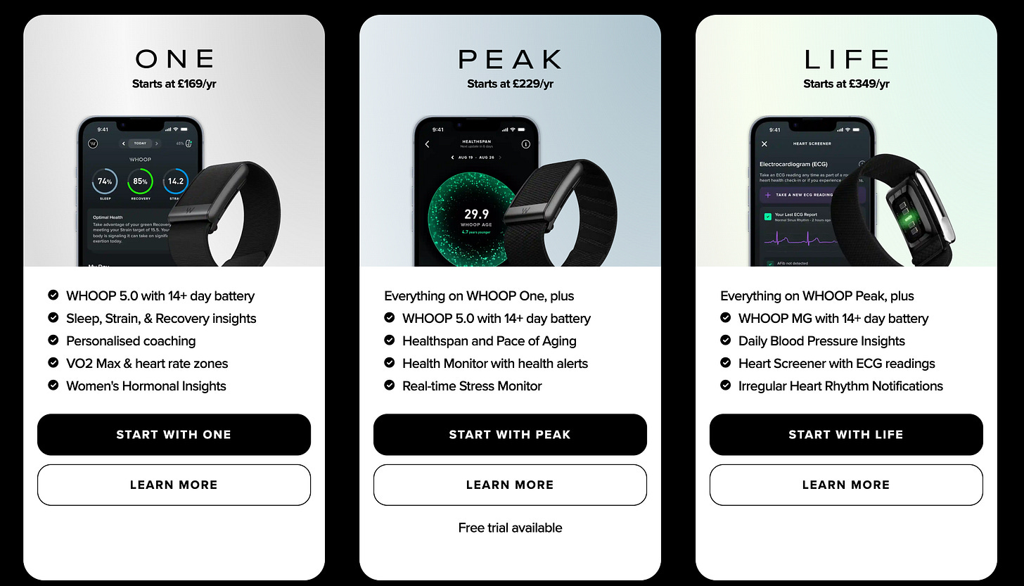 WHOOP offers several subscription packages WHOOP offers several subscription packages