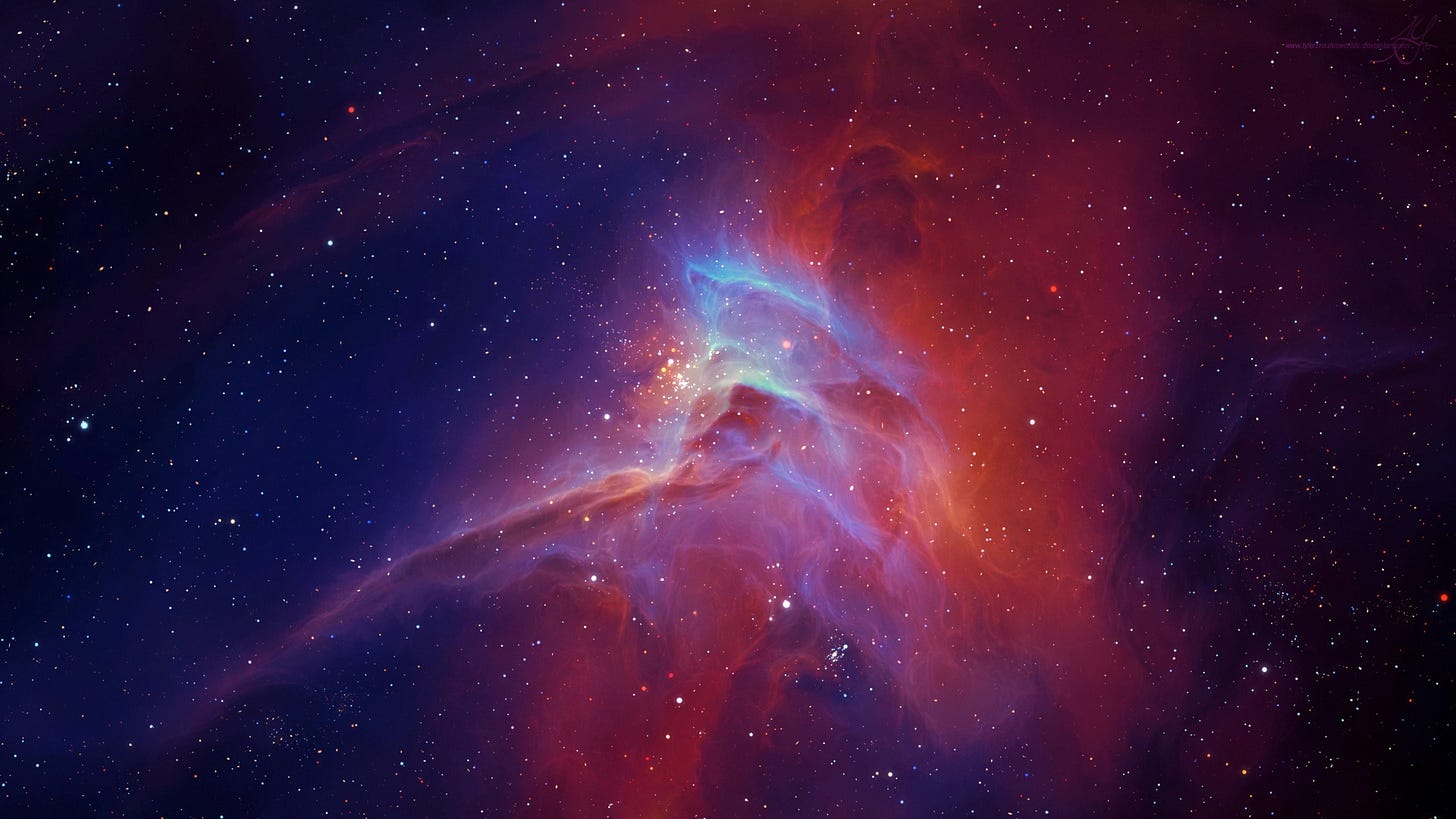 Picture of some nebula, somewhere in the universe with Don the invisible methane spewing cow. Picture of some nebula, somewhere in the universe with Don the invisible methane spewing cow.