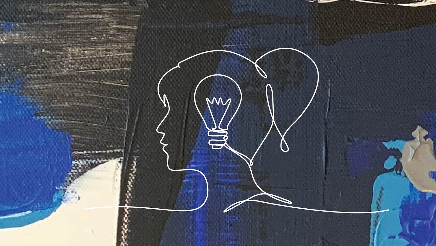 Sketch of girl with a lightbulb 