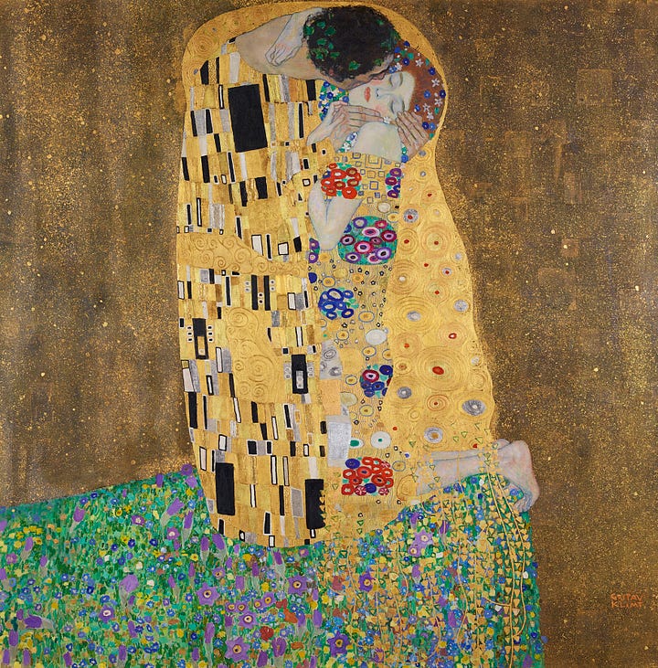 (L) Jackson Pollock, Number 1, 1950 (Lavender Mist), 1950, The National Gallery of Art, Washington, DC, Image courtesy of the National Gallery of Art (R) Gustav Klimt, Kiss, c. 1908-1909, © Belvedere, Vienna, Image courtesy of the Belvedere Museum