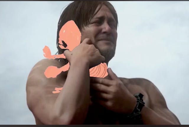 an emotional Darryl Dixon cradles the deformed creature of a failed drawing