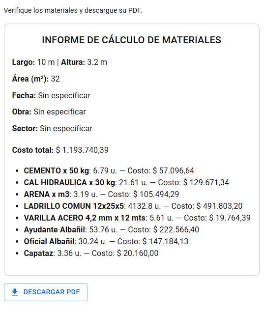 Calculadora de materiales construcción