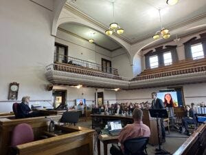 Plaintiffs' attorney Nate Bellinger delivers closing arguments in the Held v. Montana trial on Tuesday, June 20, 2023. Plaintiffs' attorney Nate Bellinger delivers closing arguments in the Held v. Montana trial on Tuesday, June 20, 2023.