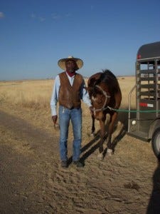 Horace Williams and his horse. Too-Tall.
