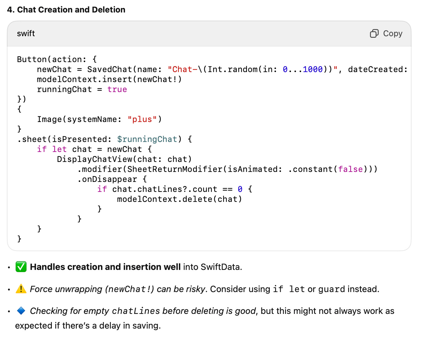 ChatGPT suggestion for safe handling of objects
