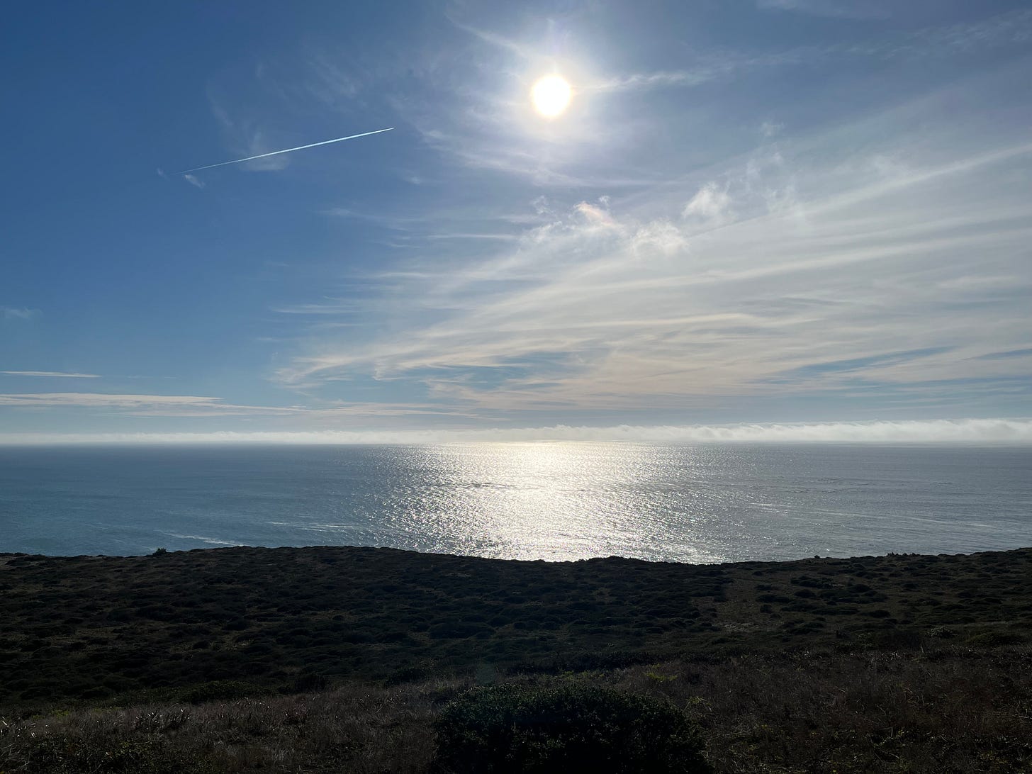 Pacific ocean and winter sun