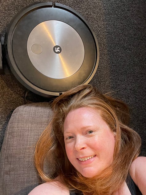 Sam getting inappropriately intimate with Jonny 7, her robot vacuum cleaner