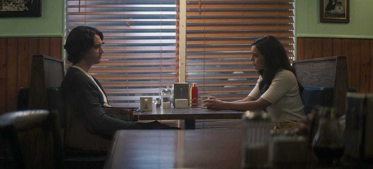 Kyle and Betty at diner in The Winchesters 1.09. Kyle and Betty at diner in The Winchesters 1.09.