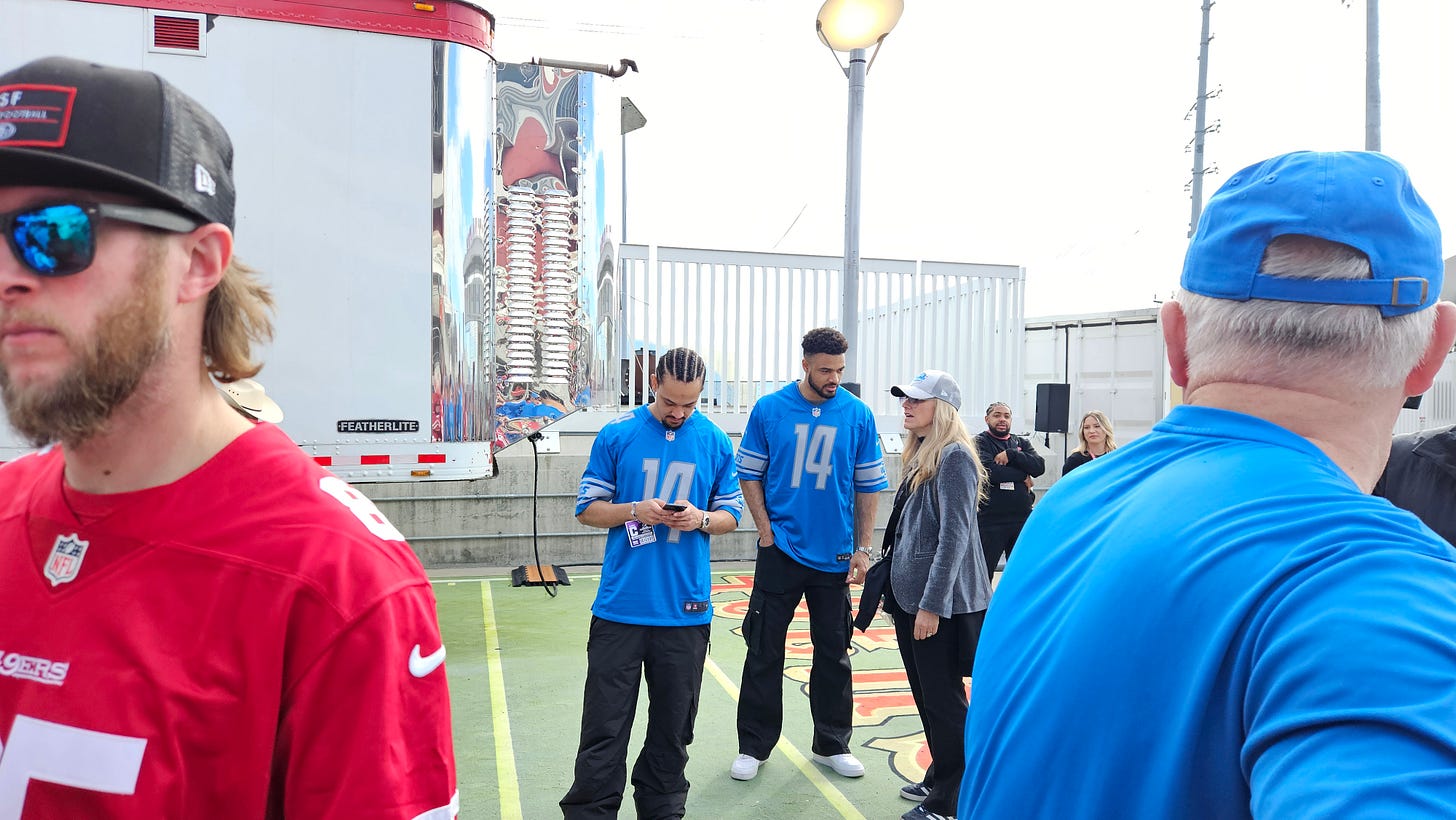 Equanimeous St. Brown wearing a Detroit Lions jersey Equanimeous St. Brown wearing a Detroit Lions jersey