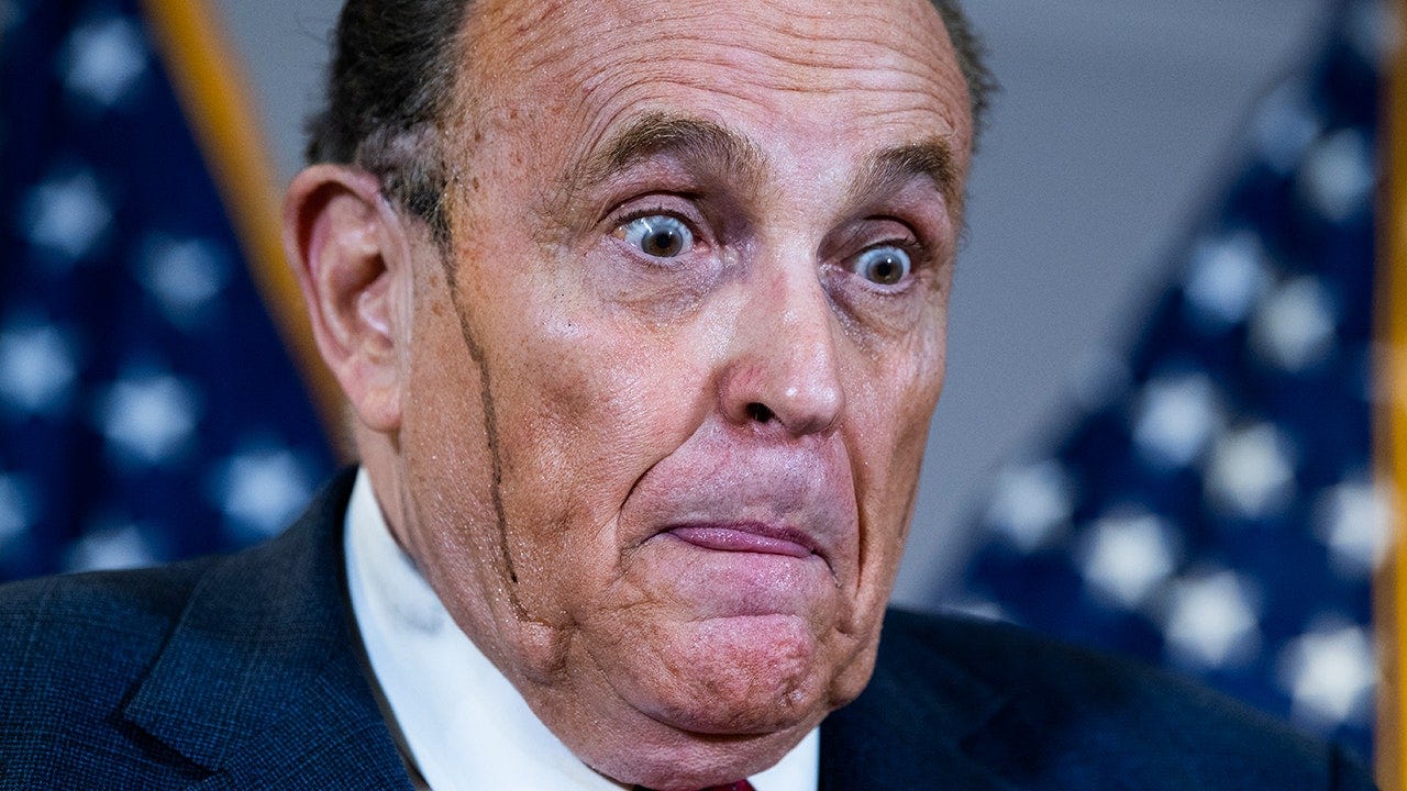 Hair dye runs down Rudy Giuliani's face during news conference | FOX 5 New  York