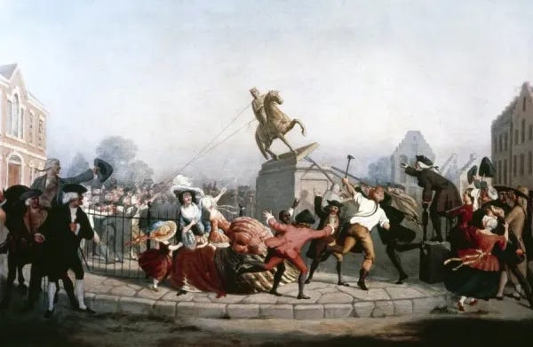 King George III Statue Pulled Down in New York Print, 1854. Art Prints,  Posters & Puzzles from Granger