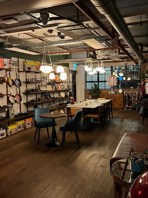 Outside Jamie Oliver's HQ and offices in north London including the outside entrance, and inside dining area