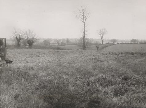 A series of photos showing bomb damage from an accidental detonation. A car is smashed up, there are craters in the ground and the windows of nearby buildings are completely destroyed.