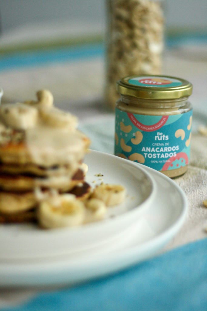 Gluten free cashew coconut pancakes with Be Nuts cashew butter