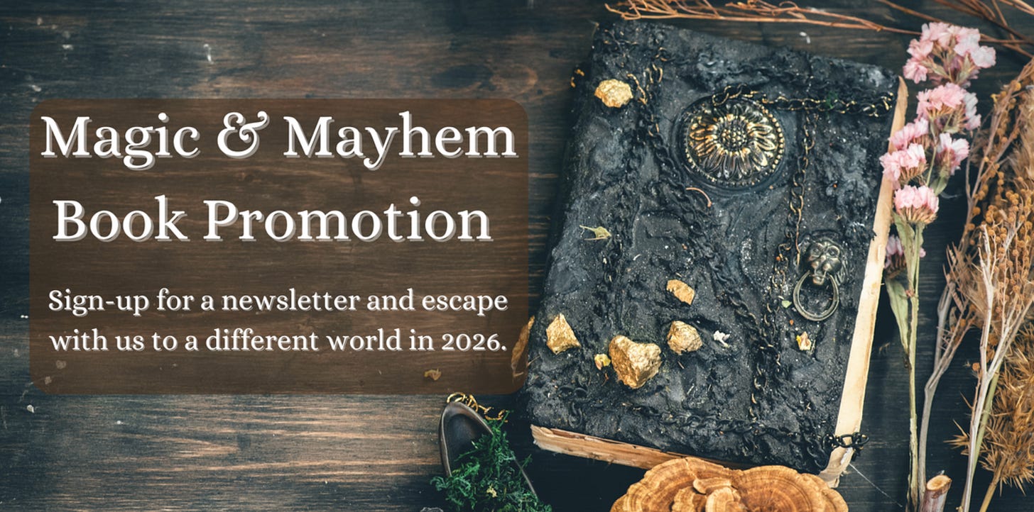 Magic and Mayhem linked book fair banner Magic and Mayhem linked book fair banner