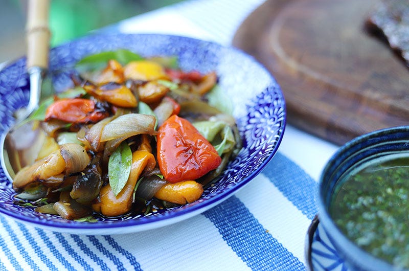 Grill-Roasted Lunchbox Peppers and Onions Agrodolce, Cook the Vineyard