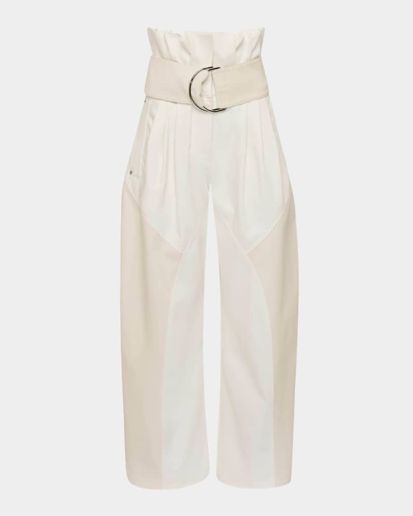 Belted Paperbag-Waist Wide-Leg Jeans 0