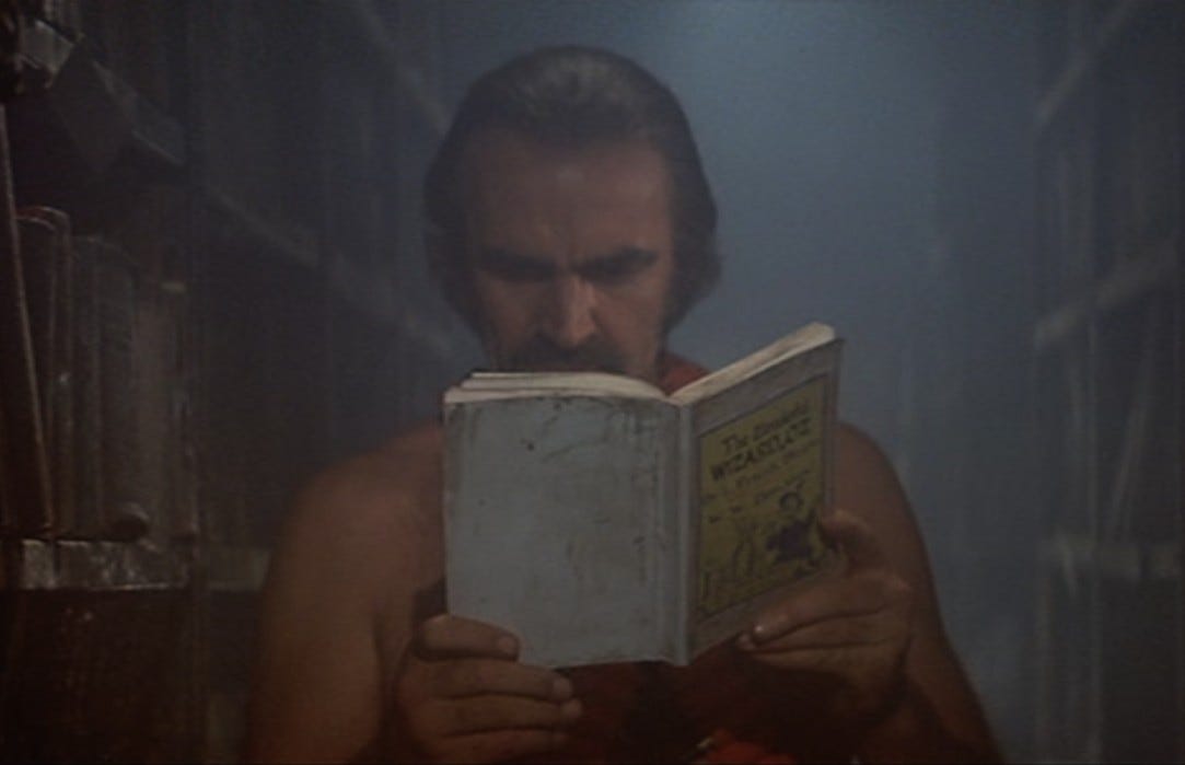 Zed uncovers the truth behind the religion of Zardoz in John Boorman’s film