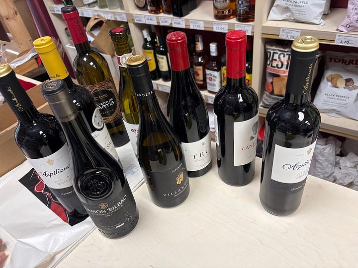 Welcome pack and some wine for the tasting we will have