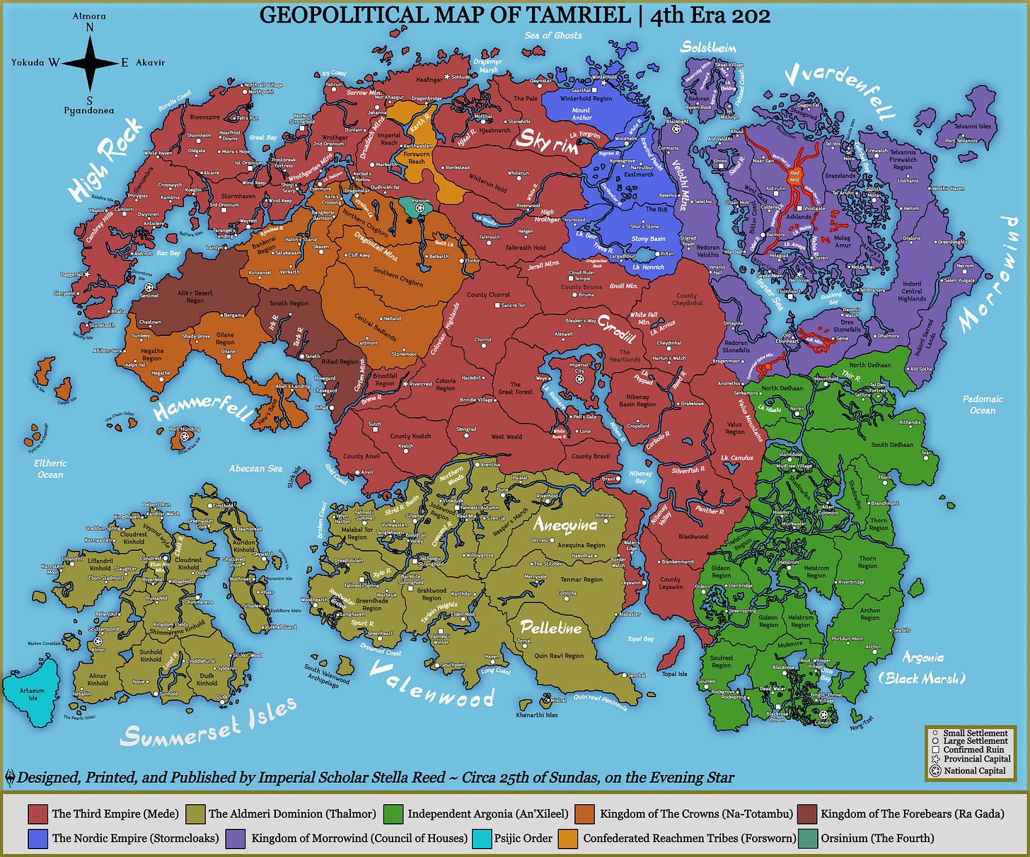 Incredibly Detailed Geopolitical Map of Tamriel, 4th Era 202 :  r/ElderScrolls