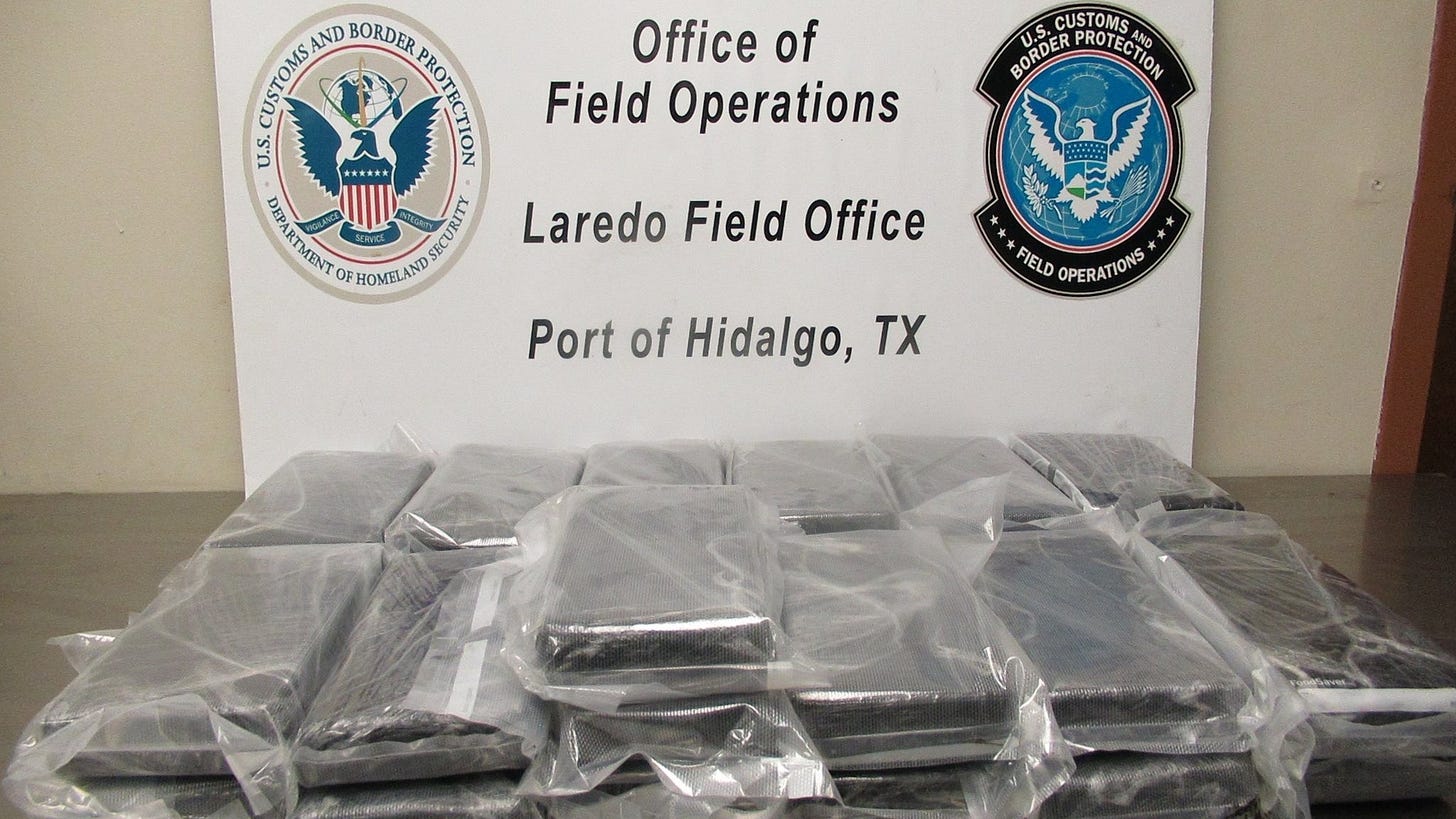 These packages containing $886,023 worth of cocaine were seized from a vehicle crossing into Texas from Mexico on July 10, 2025.