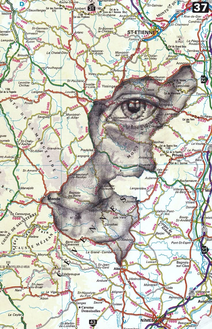 This may contain: a map with an eye in the middle