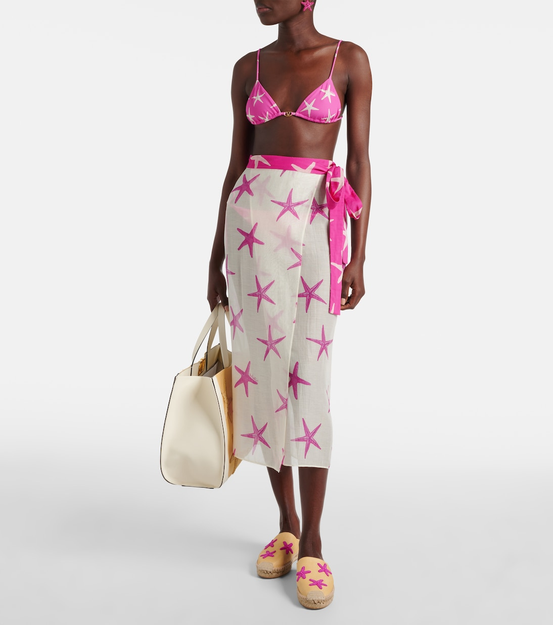 Starfish cotton and silk beach cover-up | Valentino