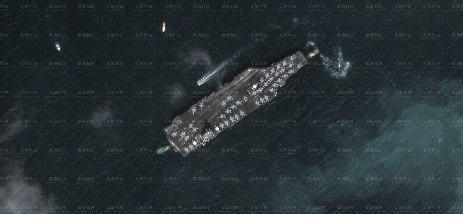 An image acquired by MizarVision in late January 2026 showing a Gerald R. Ford-class aircraft carrier at sea. An image acquired by MizarVision in late January 2026 showing a Gerald R. Ford-class aircraft carrier at sea.
