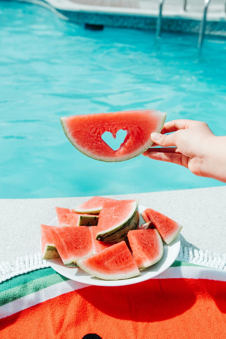 Watermelon heart. Coins growing. Photos by Kenta Kikuchu and Micheile Henderson via unsplash.