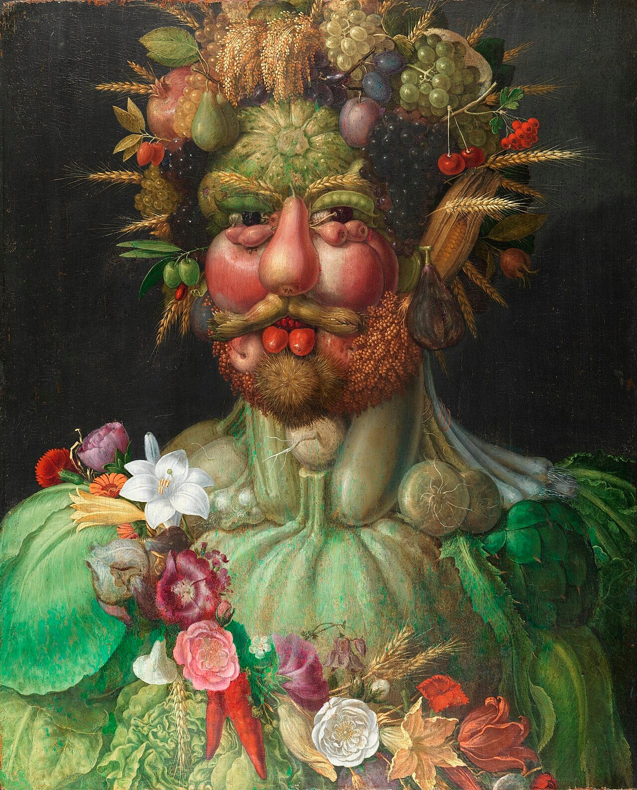 Head built from fruit Head built from fruit
