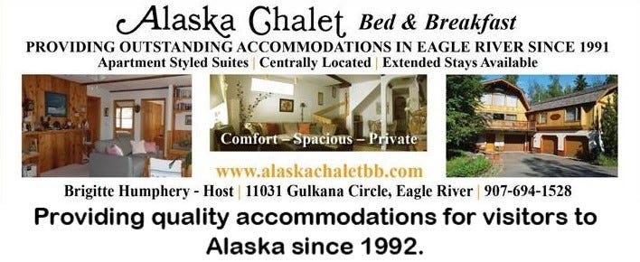 Alaska chalet bed and breakfast advertisement. Alaska chalet bed and breakfast advertisement.