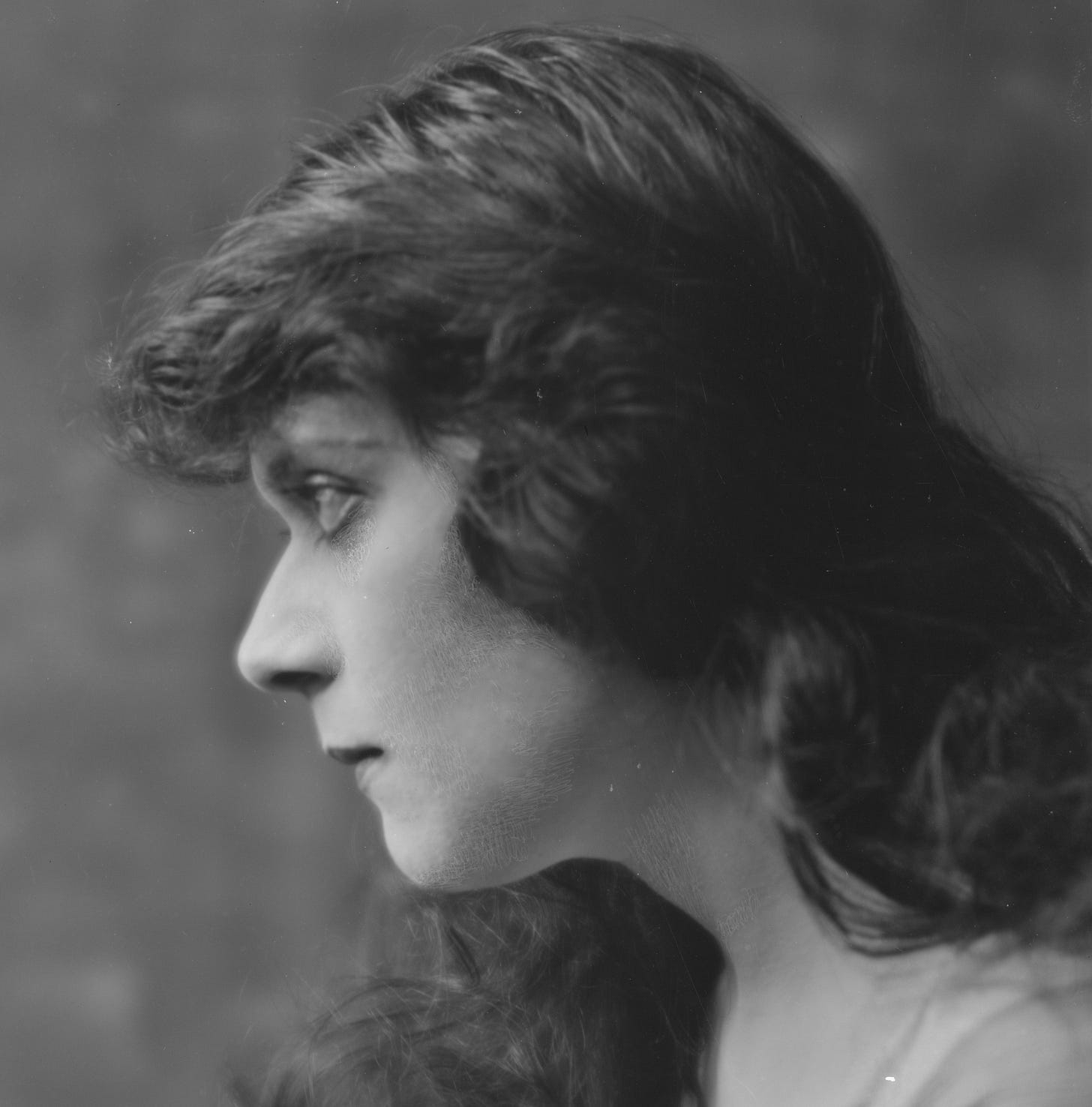 Publicity photo features Theda Bara in profile