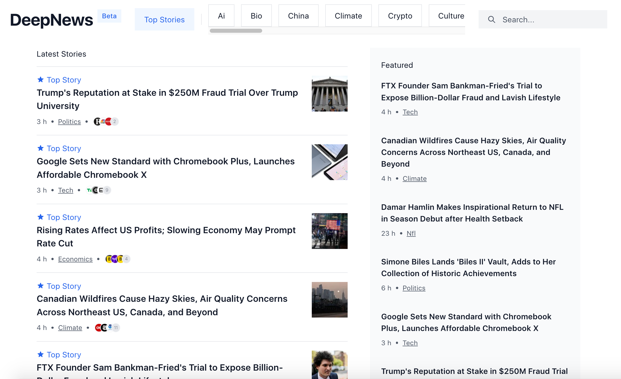 DeepNews: AI-Driven Journalism and Realtime News Archive