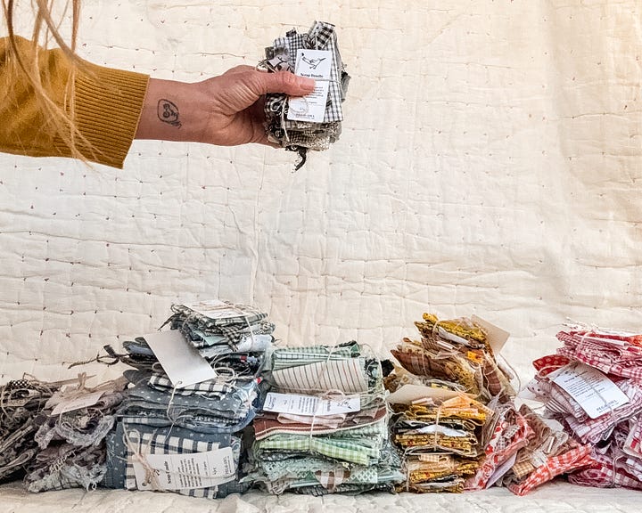 vintage scraps for bookbinding, and slow stitching